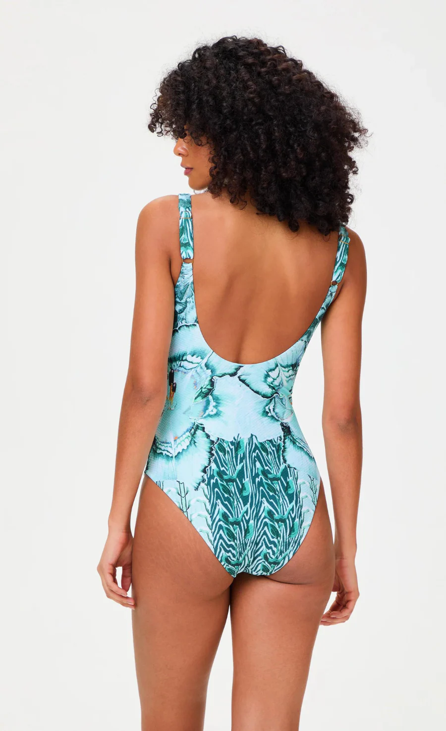 Liana Square Neck One-Piece Swimsuit - Blue Mix - Image 3