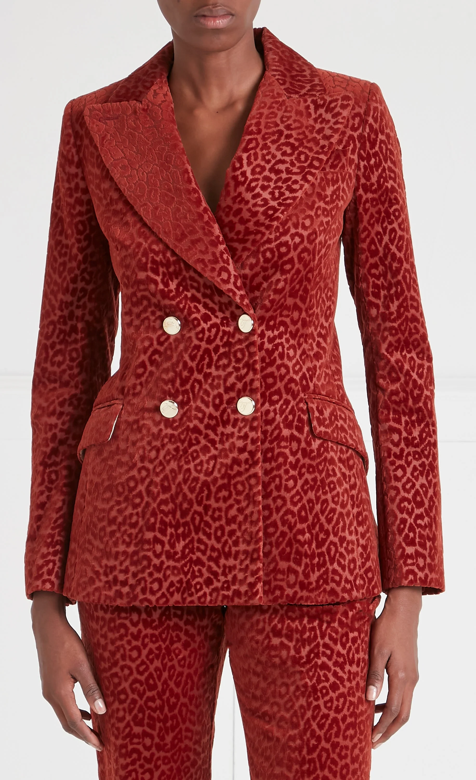 Lynx Velvet Double-Breasted Jacket - Maple Leopard - Image 2