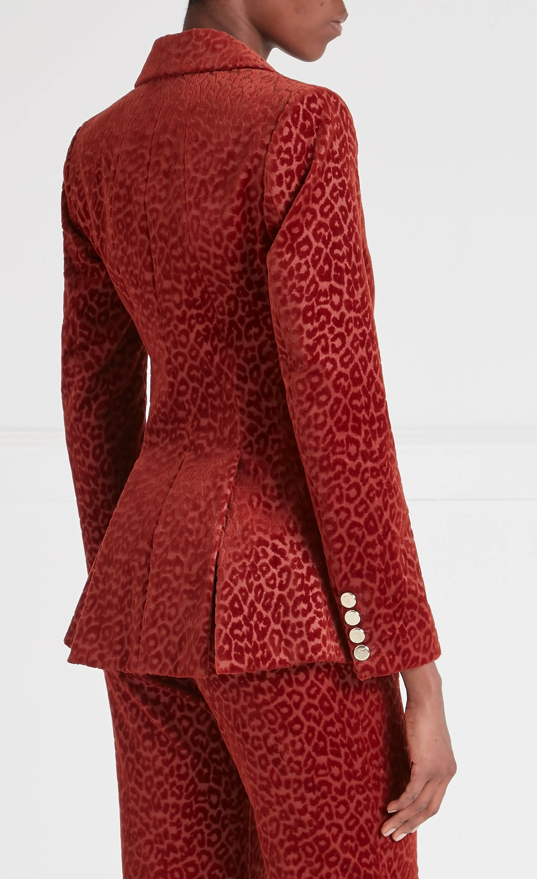 Lynx Velvet Double-Breasted Jacket - Maple Leopard - Image 4