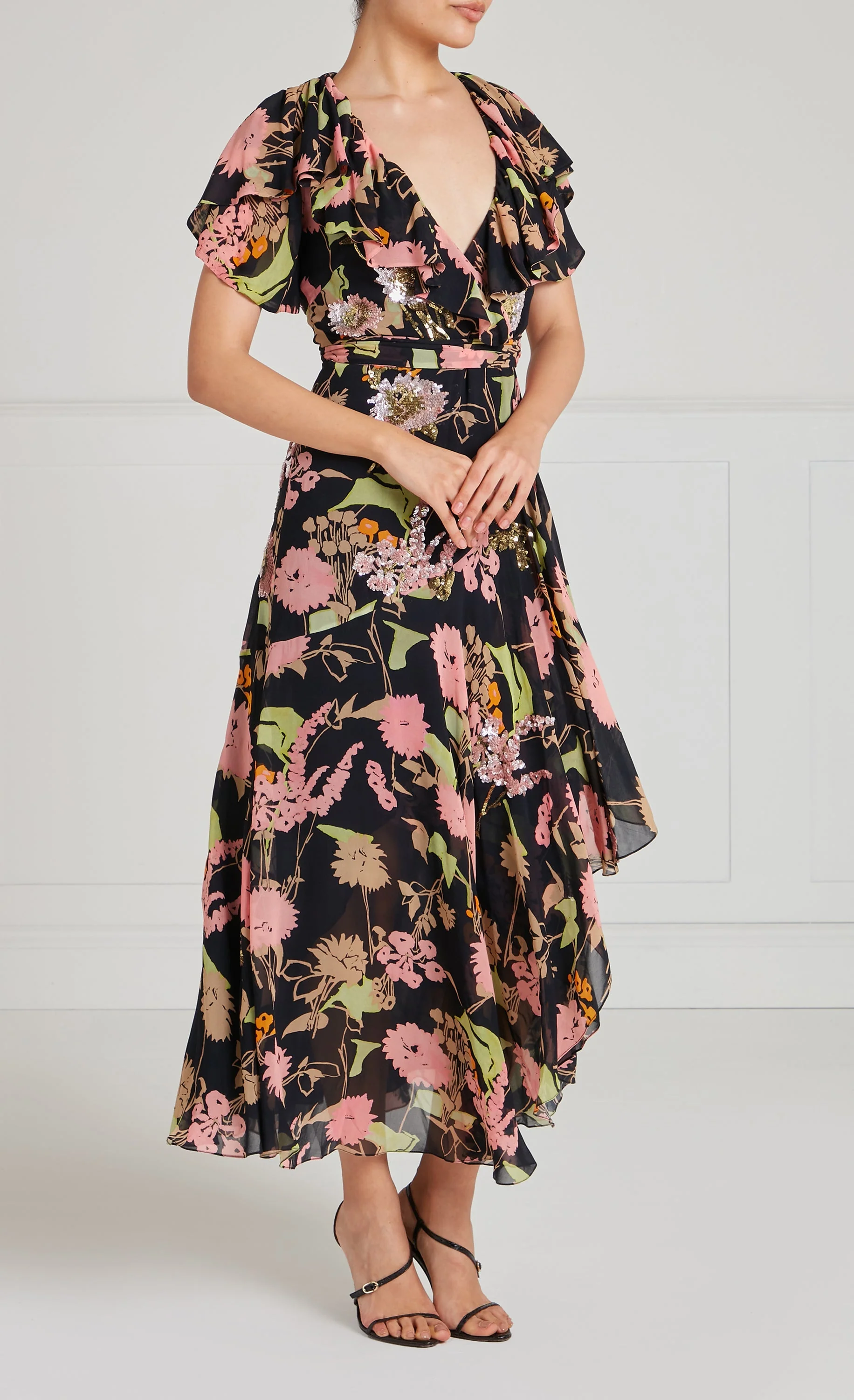Maisie Wrap Dress - Black Mix - Image 3