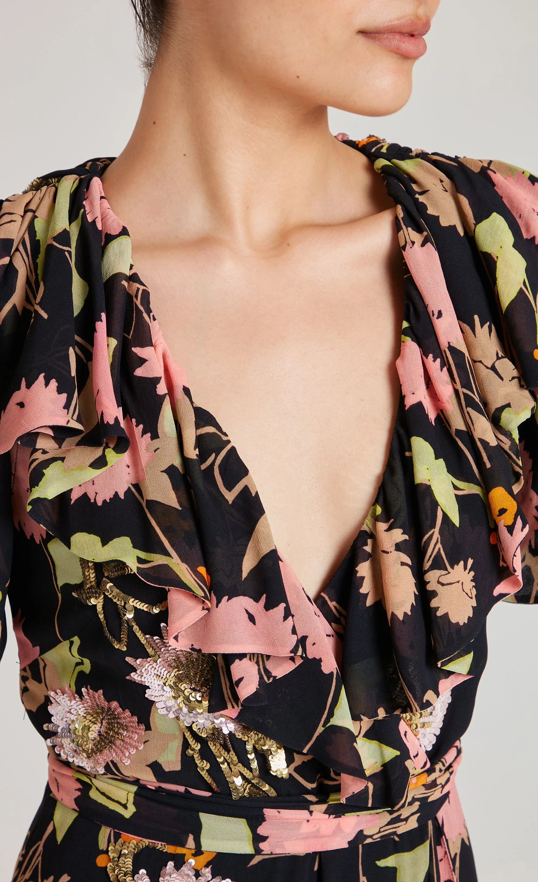 Maisie Wrap Dress - Black Mix - Image 6