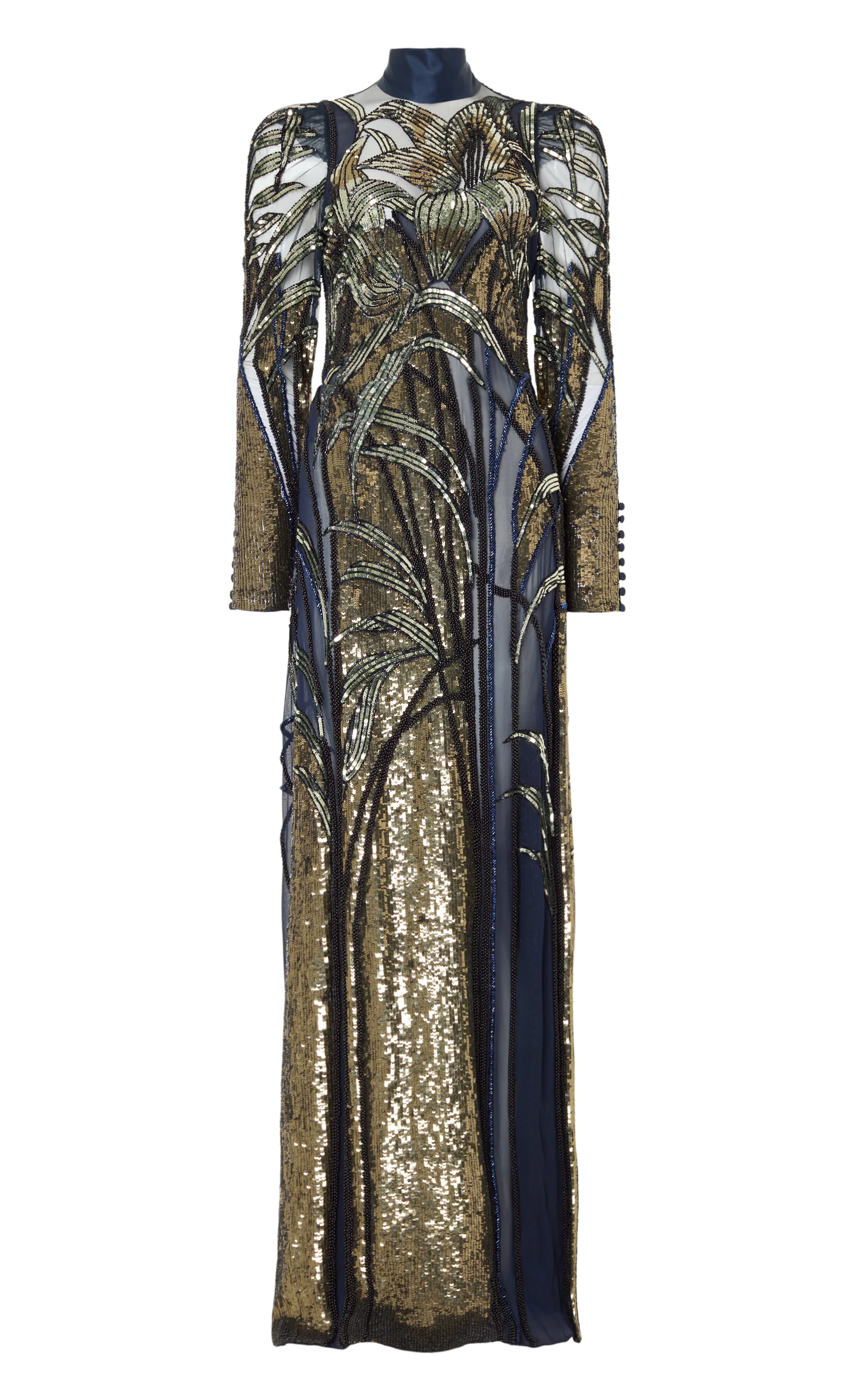 Mariana Sleeved Gown - Sapphire Blue
