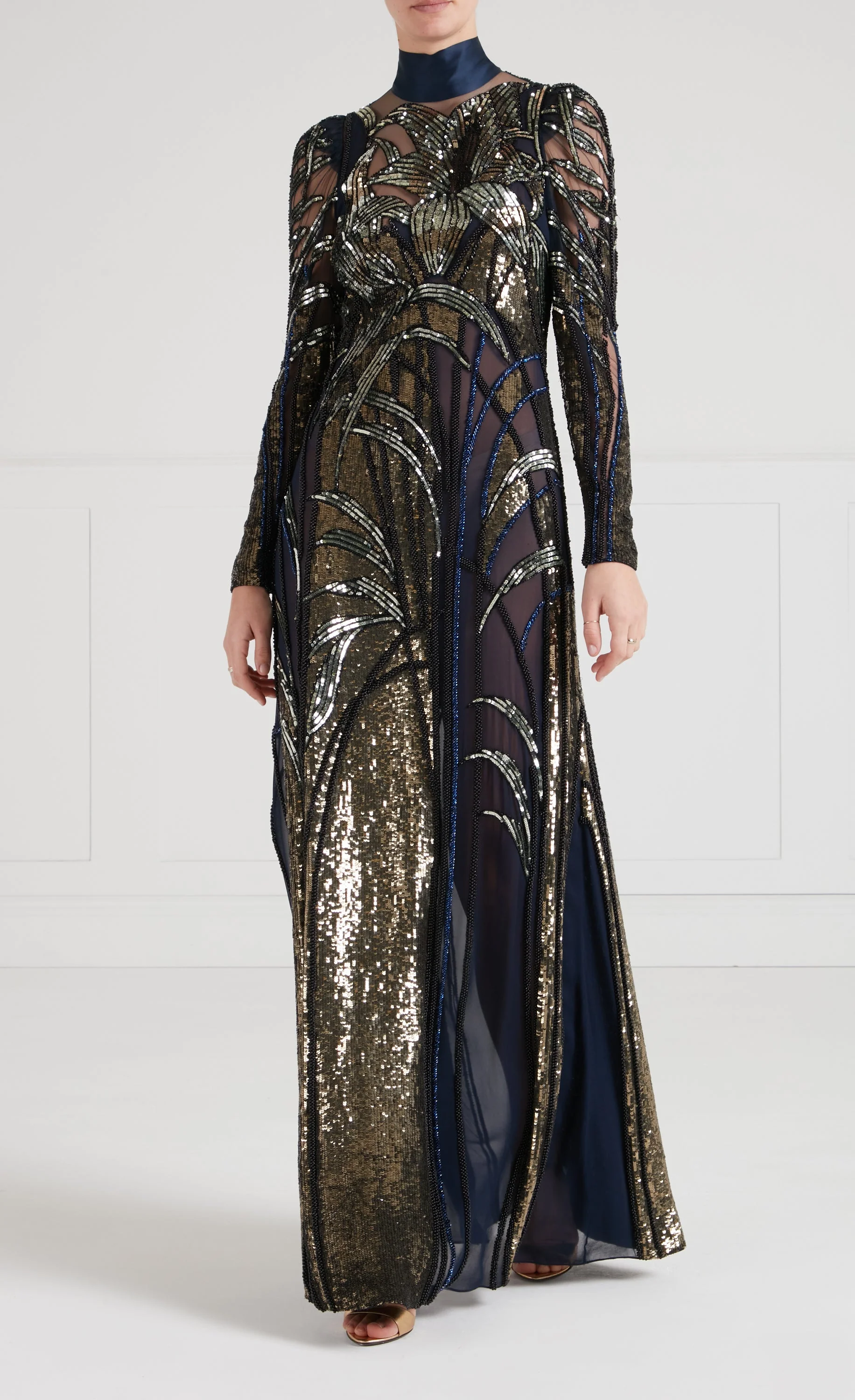 Mariana Sleeved Gown - Sapphire Blue - Image 3