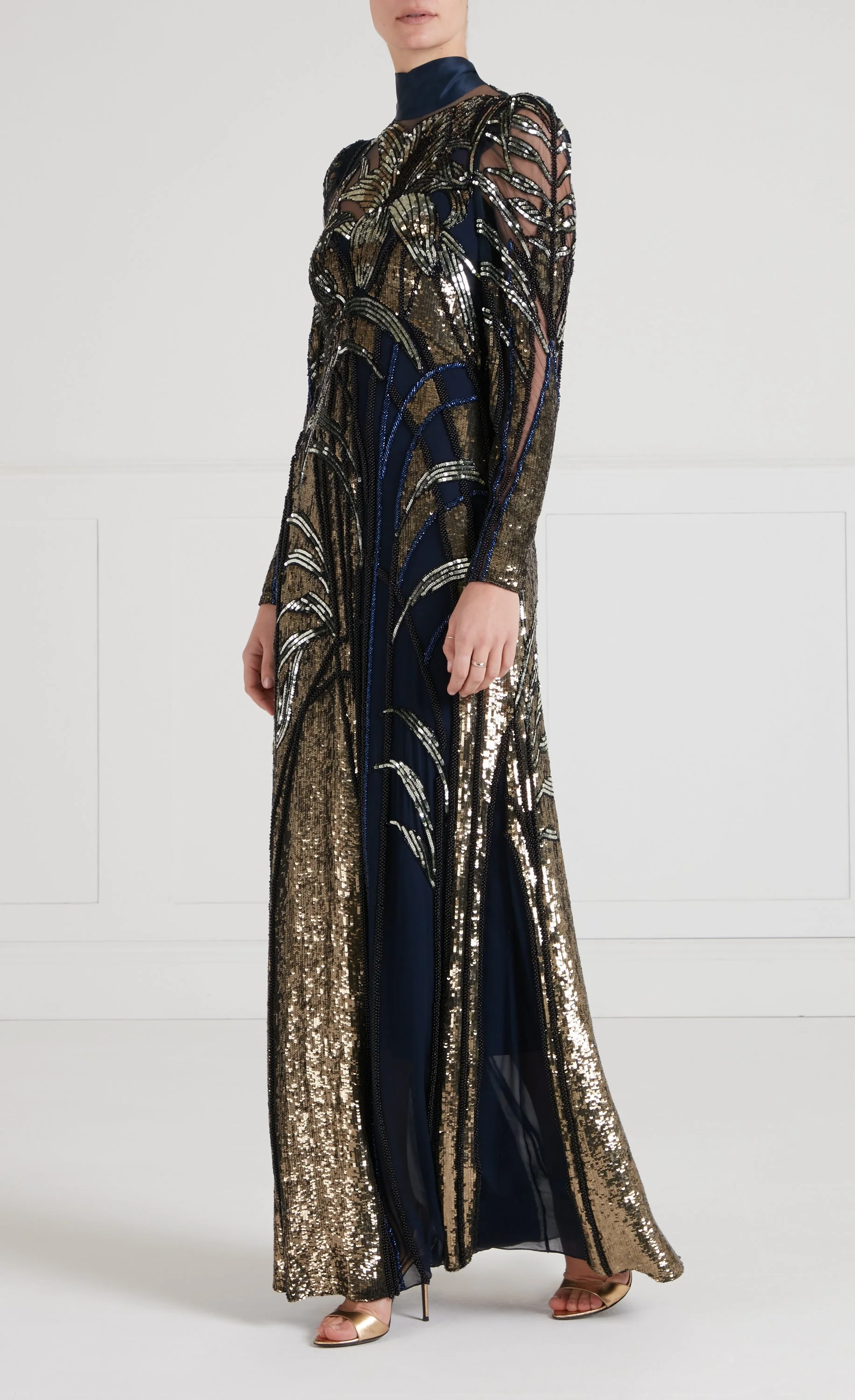 Mariana Sleeved Gown - Sapphire Blue - Image 4