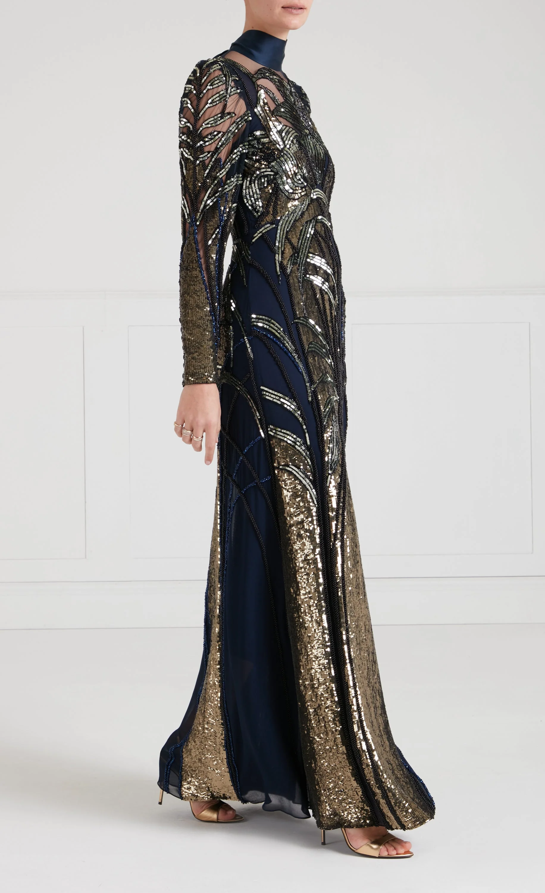 Mariana Sleeved Gown - Sapphire Blue - Image 5