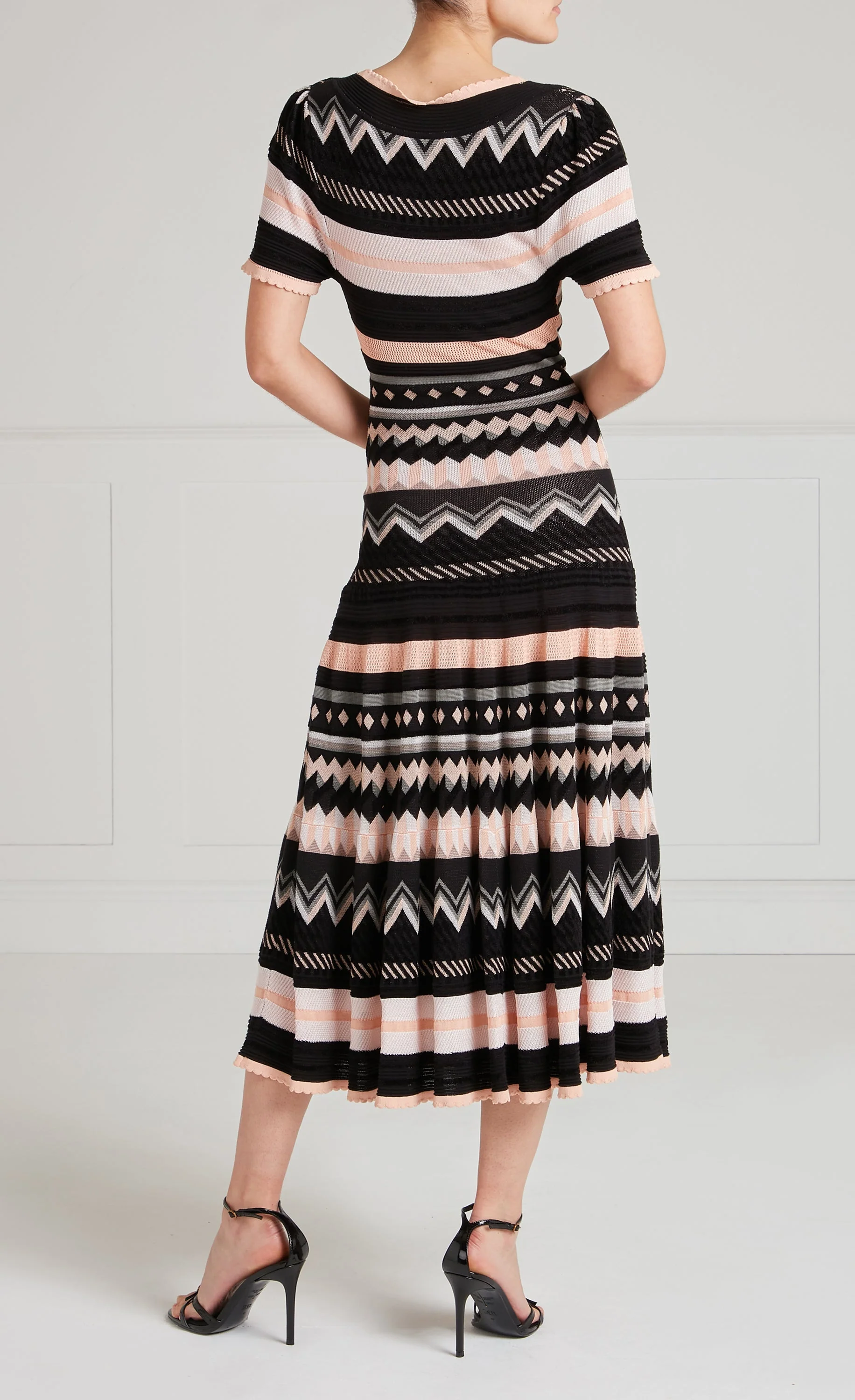 Meryl Knit V-Neck Dress - Pink & Black - Image 4