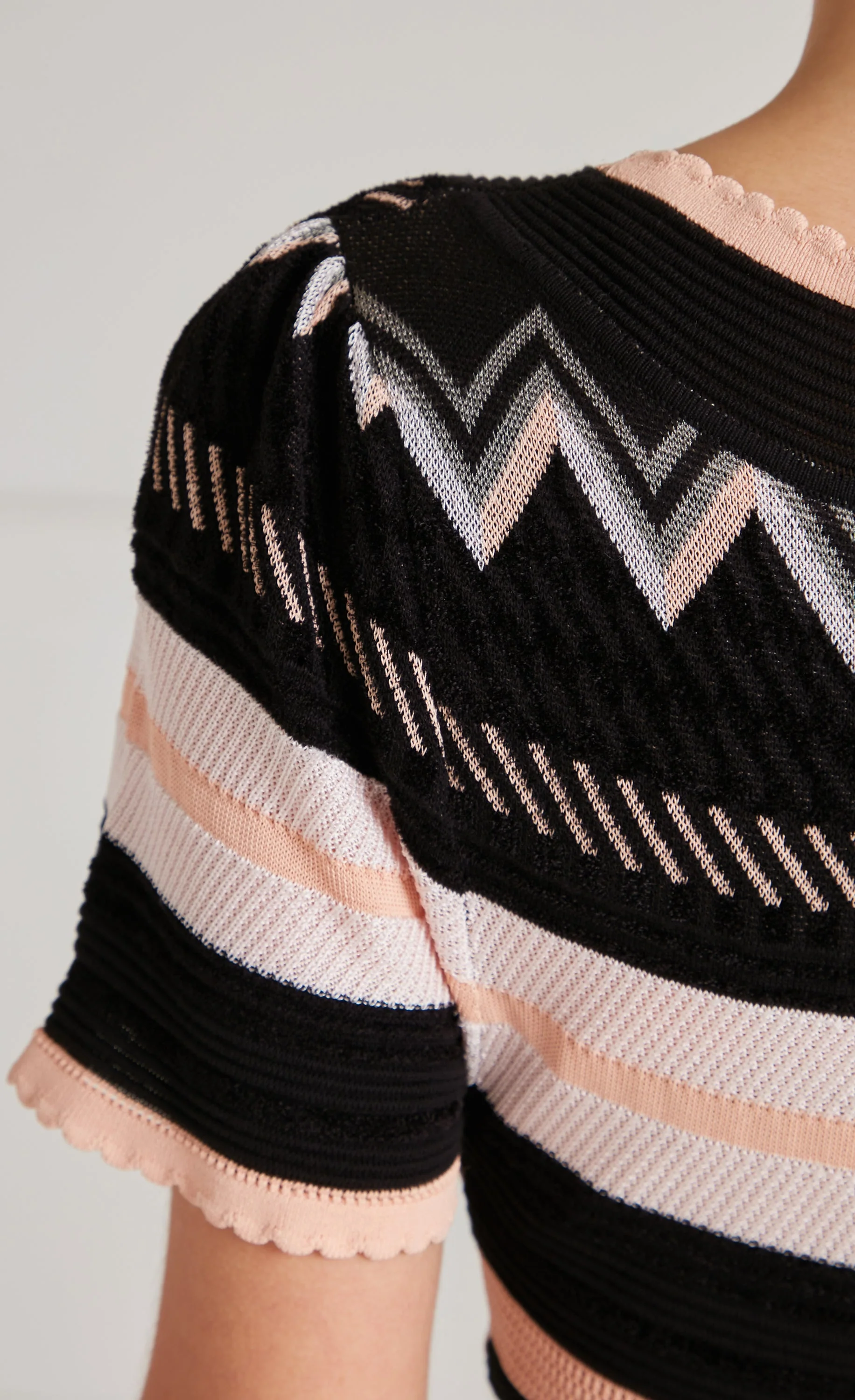 Meryl Knit V-Neck Dress - Pink & Black - Image 7