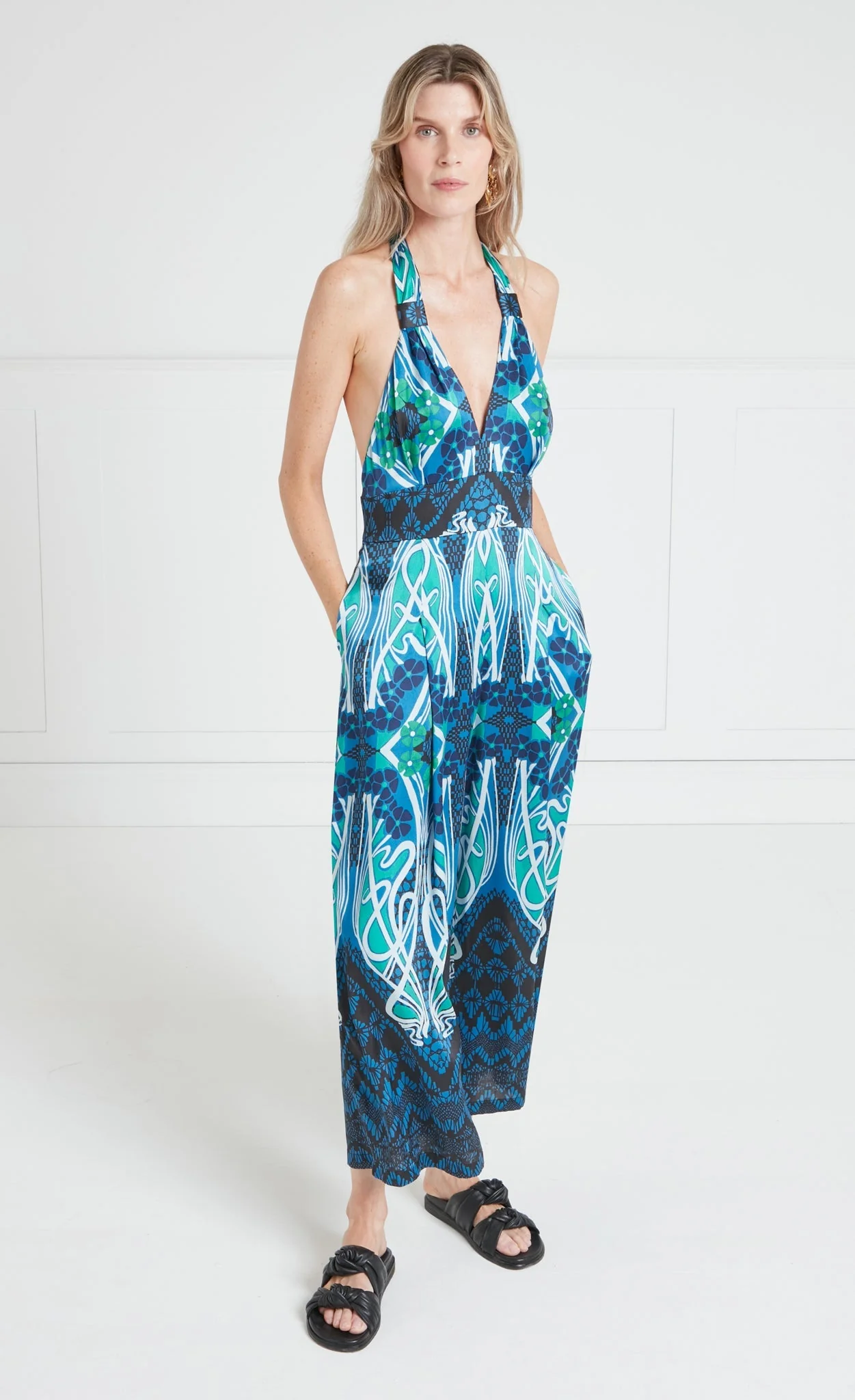 Monikh Jumpsuit - Blue & Green Mix - Image 2