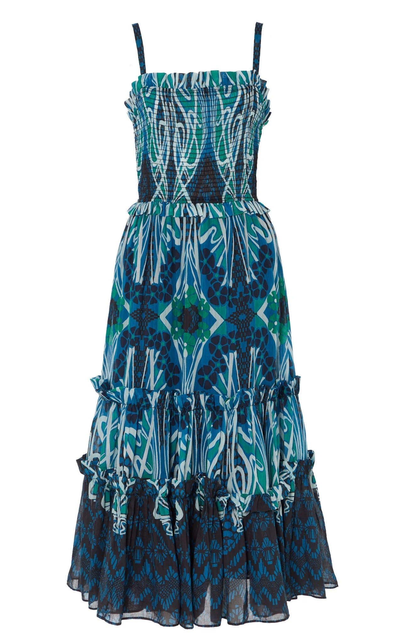 Monikh Strappy Dress - Blue & Green Mix