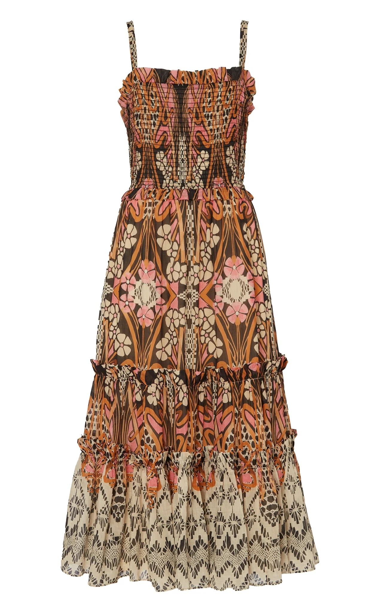 Monikh Strappy Dress - Pink & Sand Mix