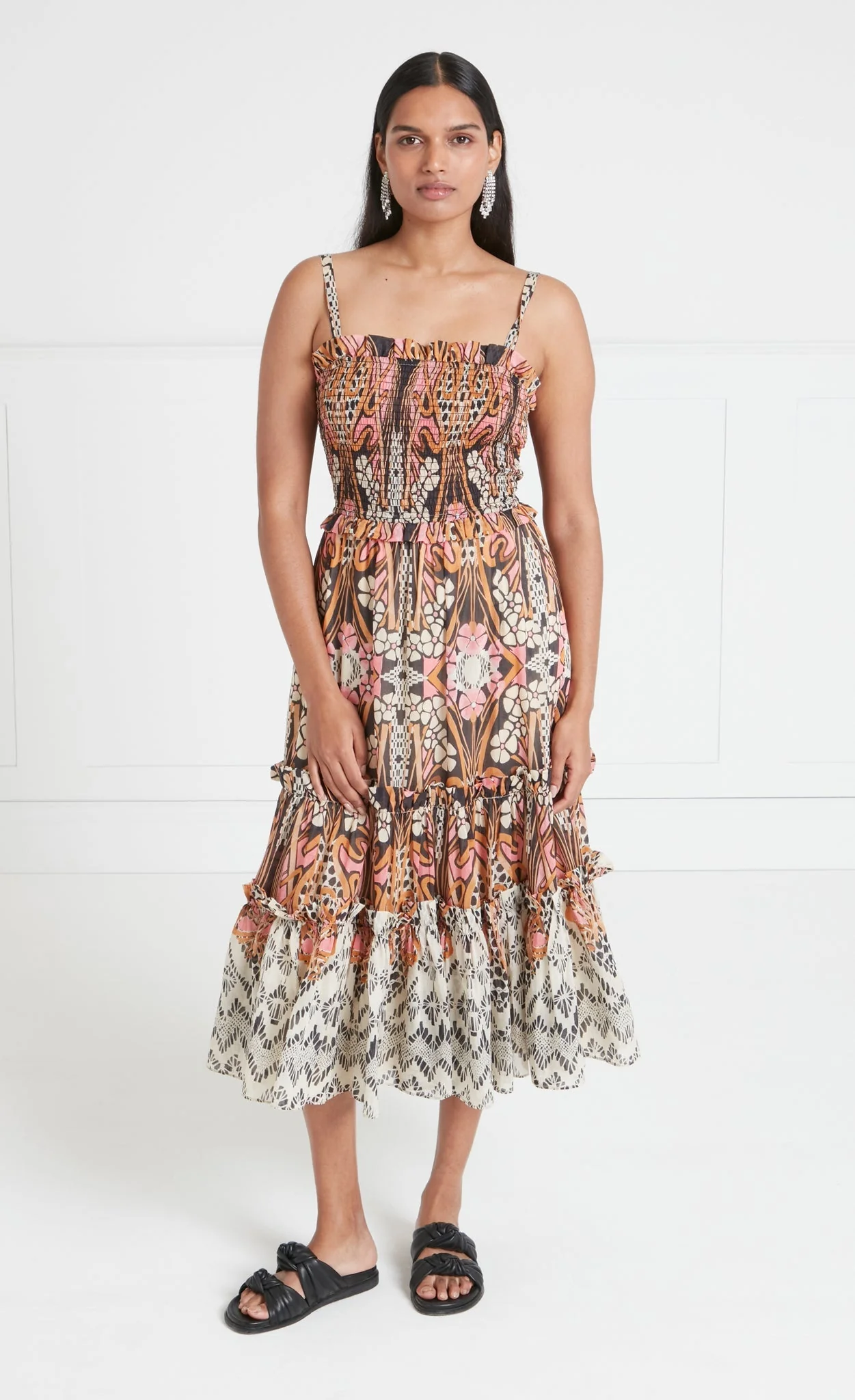Monikh Strappy Dress - Pink & Sand Mix - Image 2