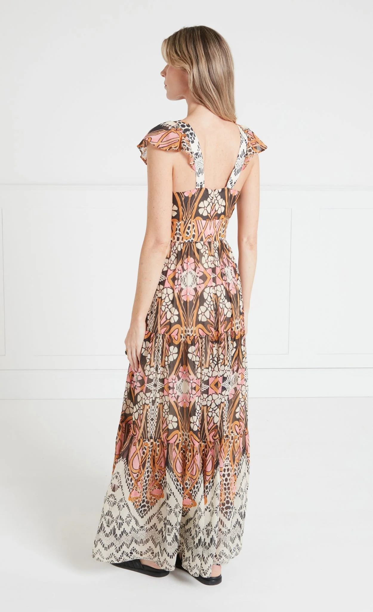Monikh V-Neck Dress - Pink & Sand Mix - Image 4
