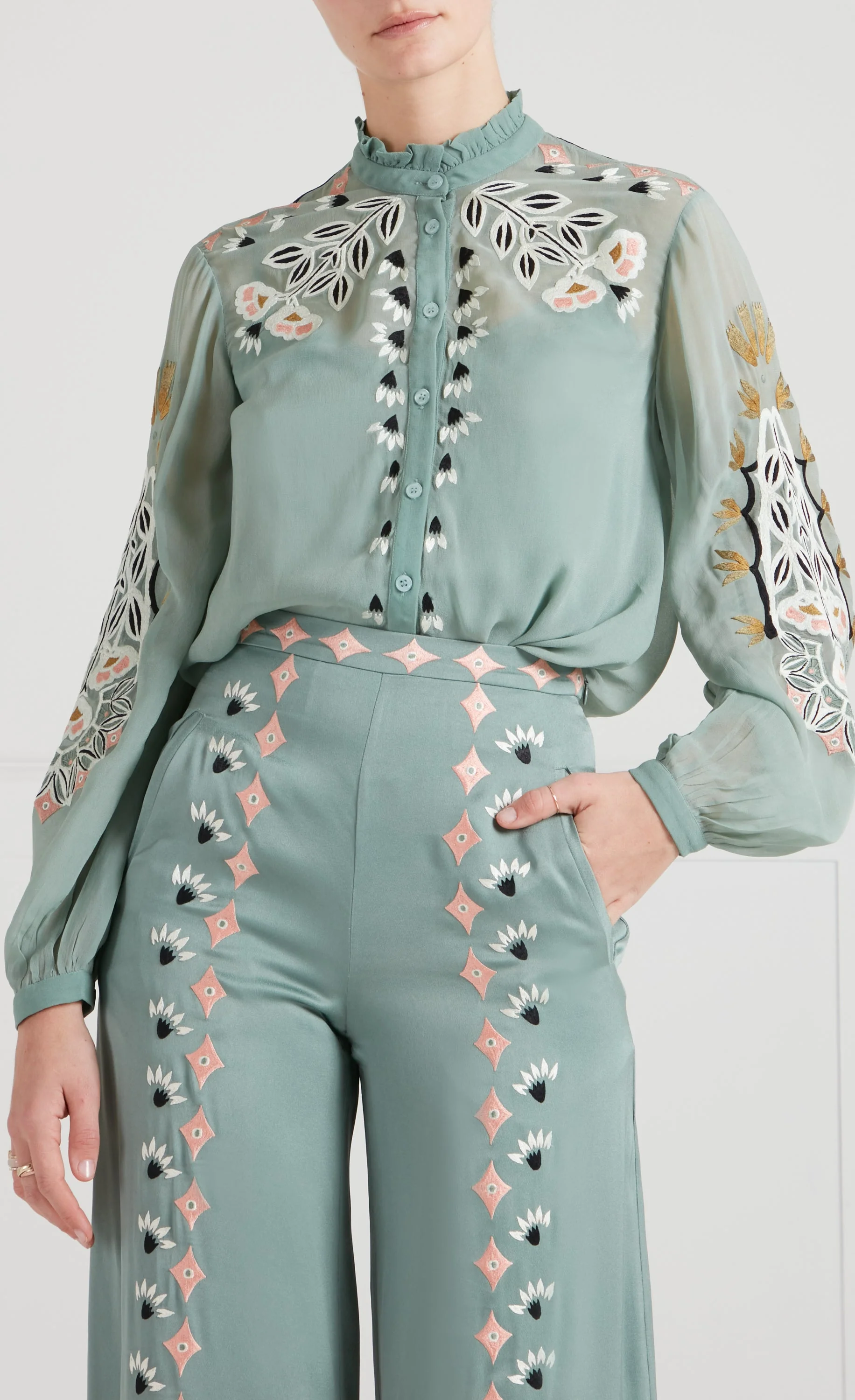 Rosalba Shirt - Jade Green - Image 7