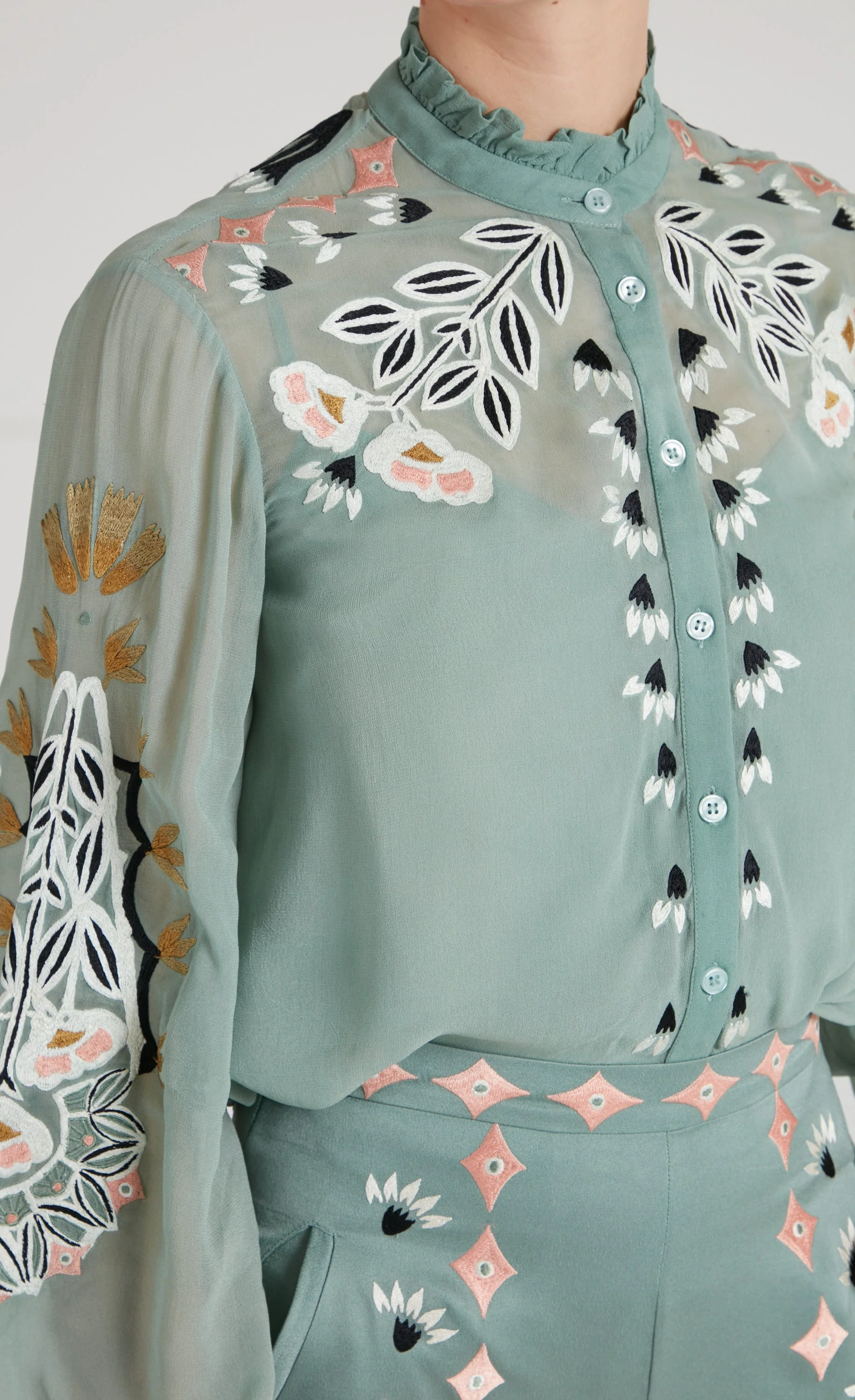 Rosalba Shirt - Jade Green - Image 9