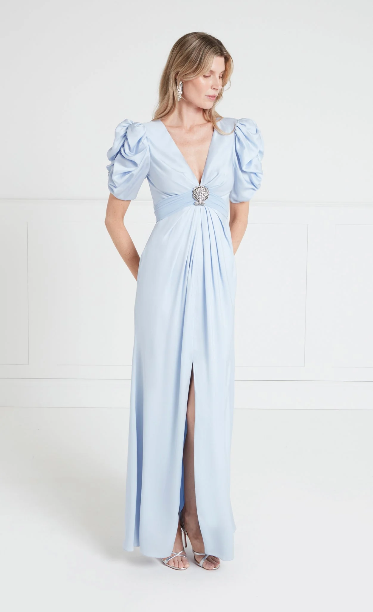Sofia Sleeved Dress - Powder Blue - Image 2