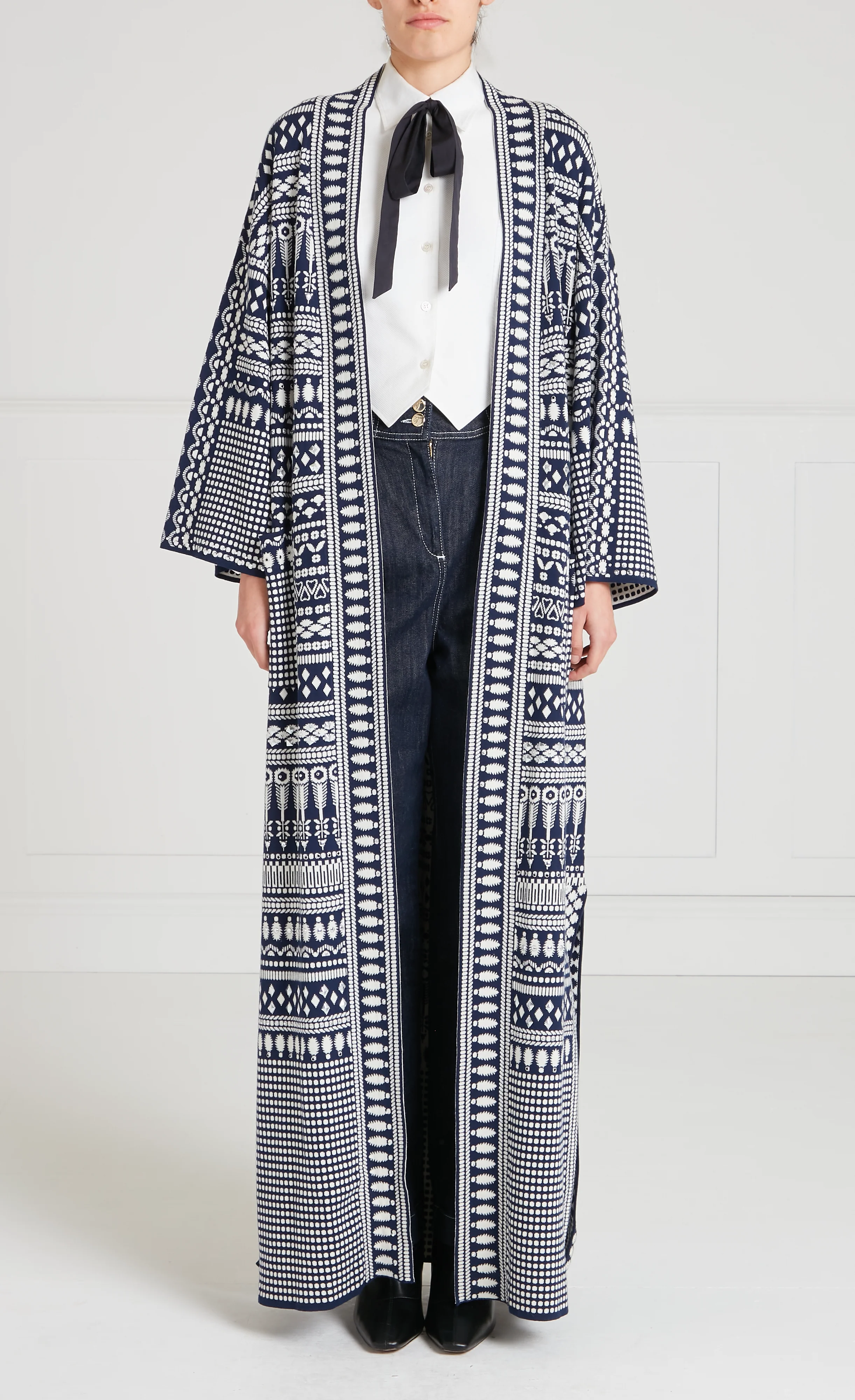 Tlalli Knit Coat - Navy Silver - Image 2