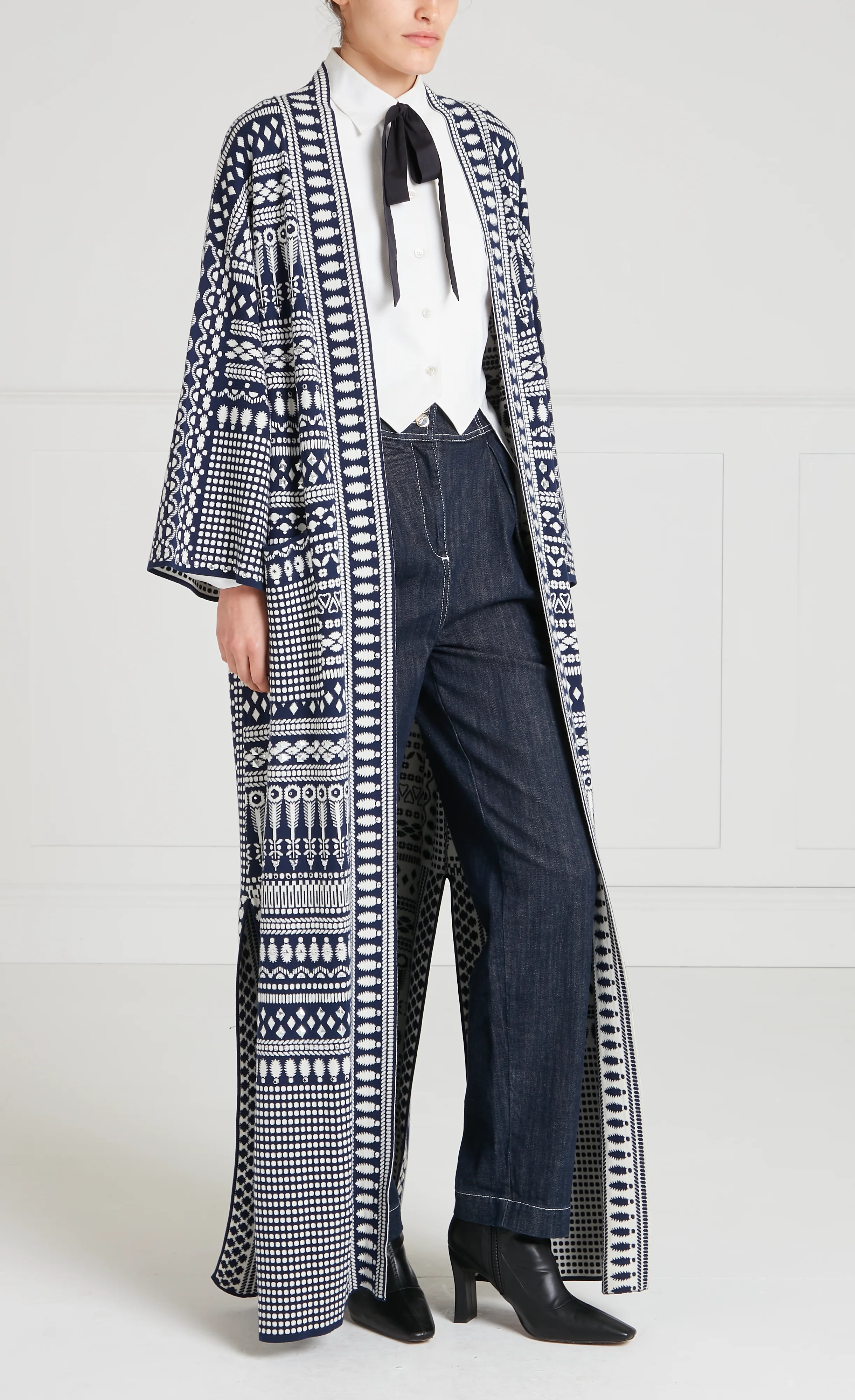 Tlalli Knit Coat - Navy Silver - Image 3