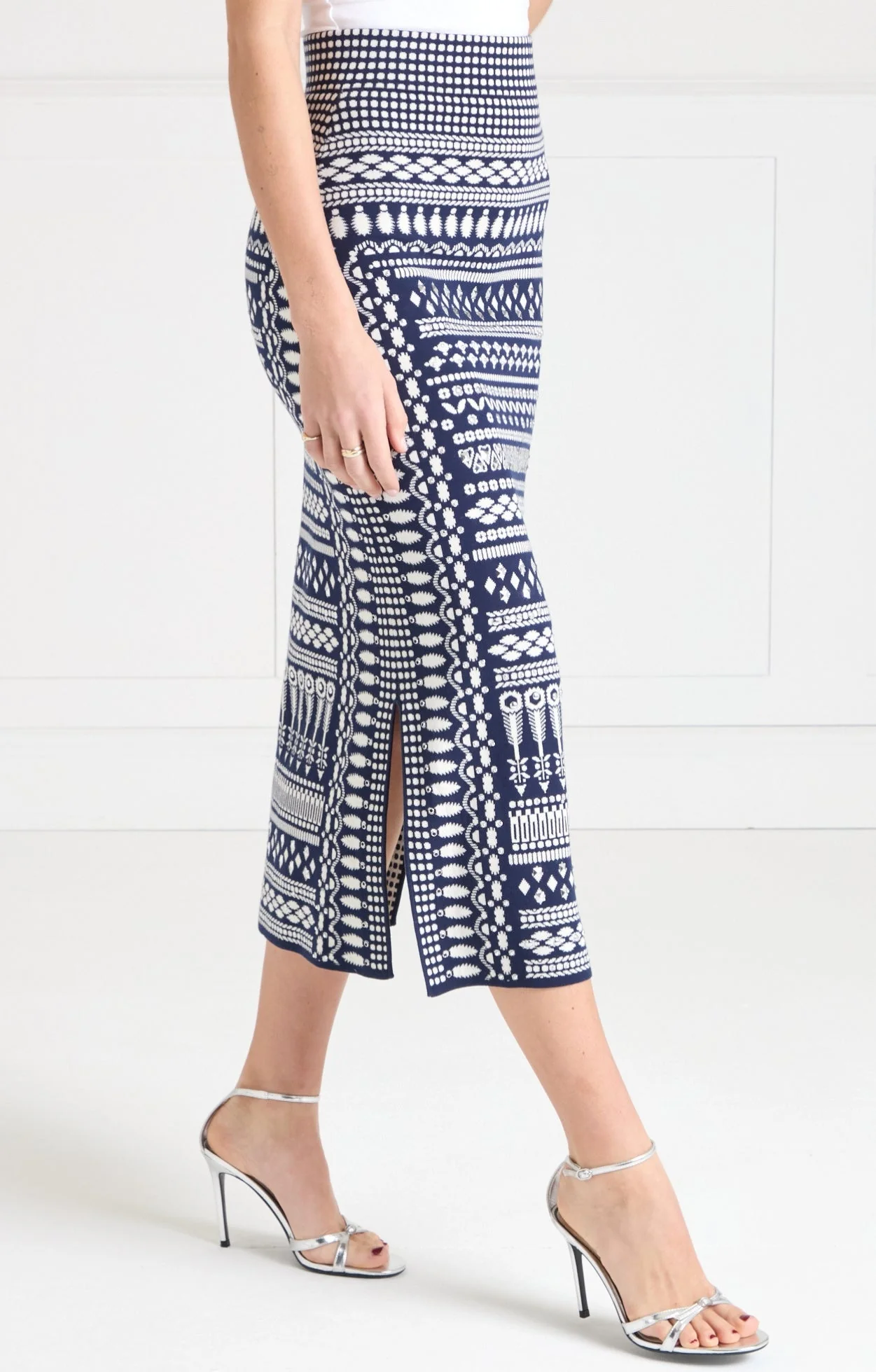 Tlalli Knit Skirt - Navy Silver - Image 3