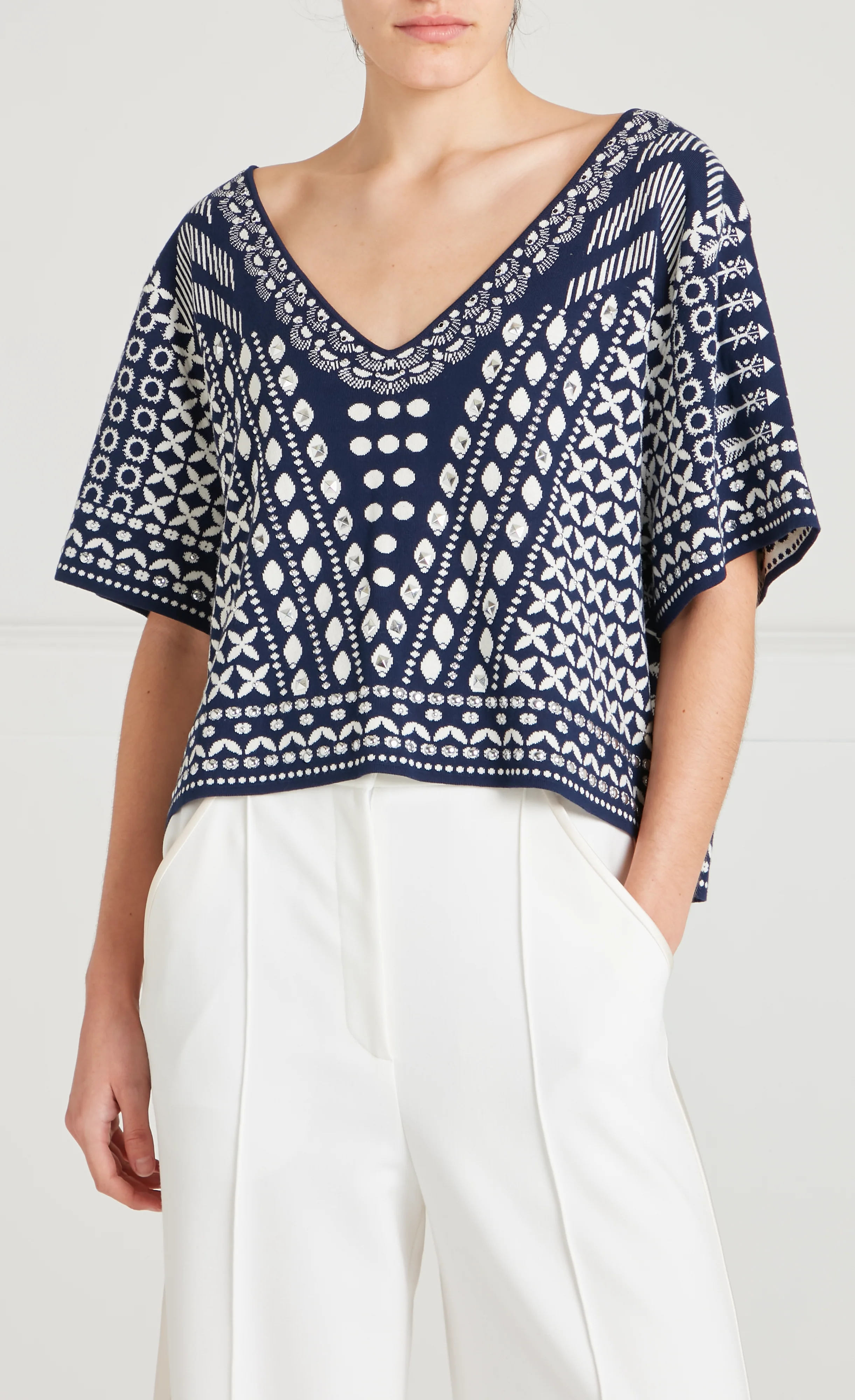 Tlalli Knit Top - Navy Silver - Image 2