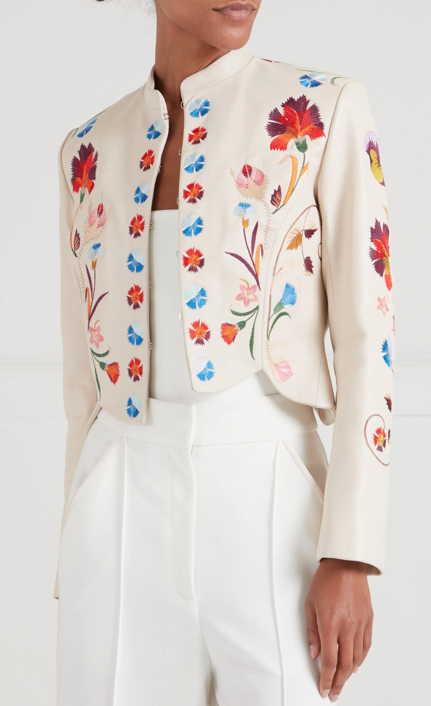 Toledo Fitted Leather Jacket - Ivory - Image 3
