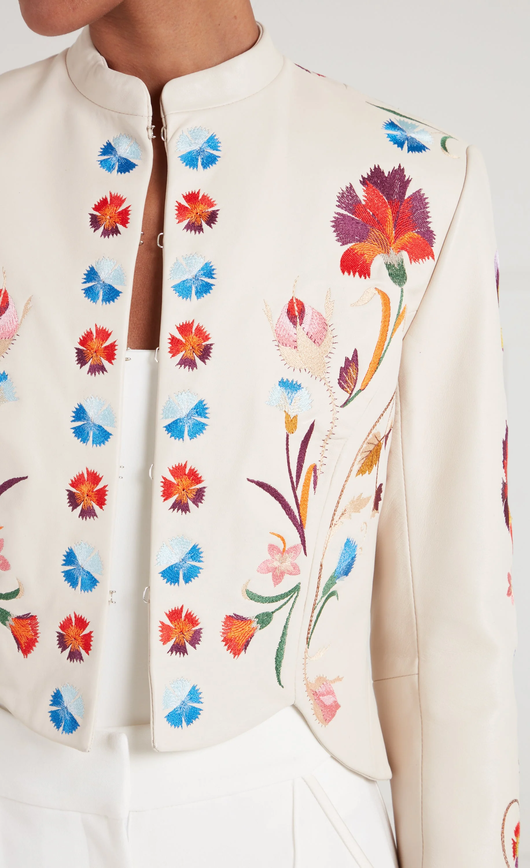 Toledo Fitted Leather Jacket - Ivory - Image 7
