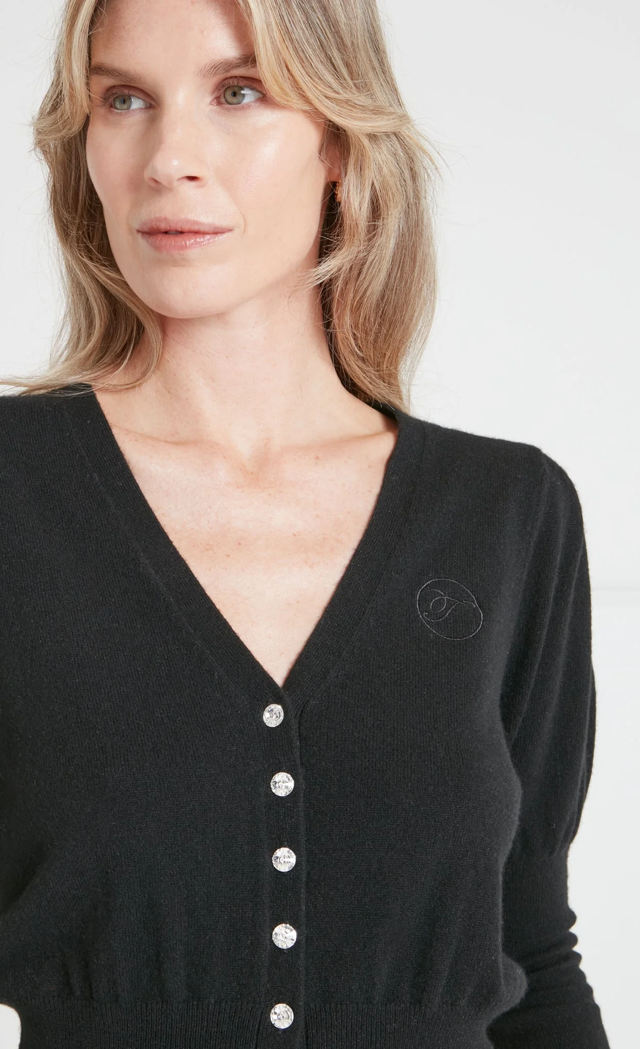 Tonal T-Logo Cardigan - Black - Image 3