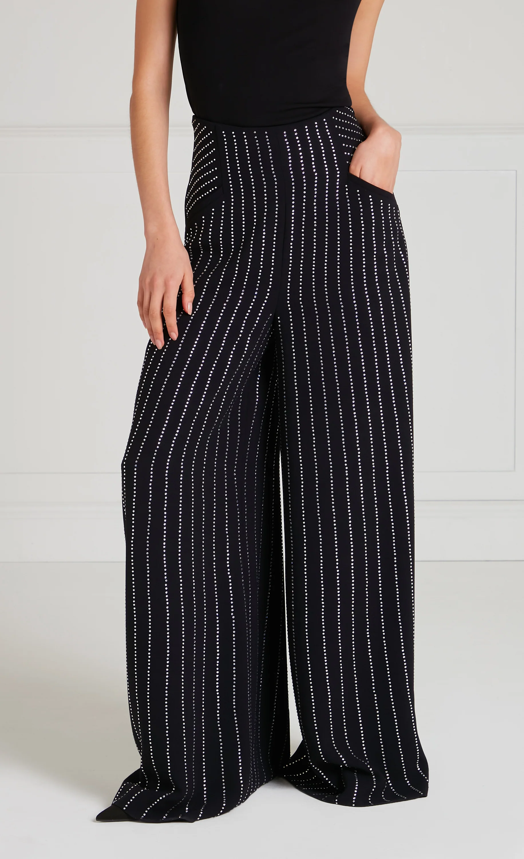 Villanelle Wide Leg Trousers - Black - Image 3