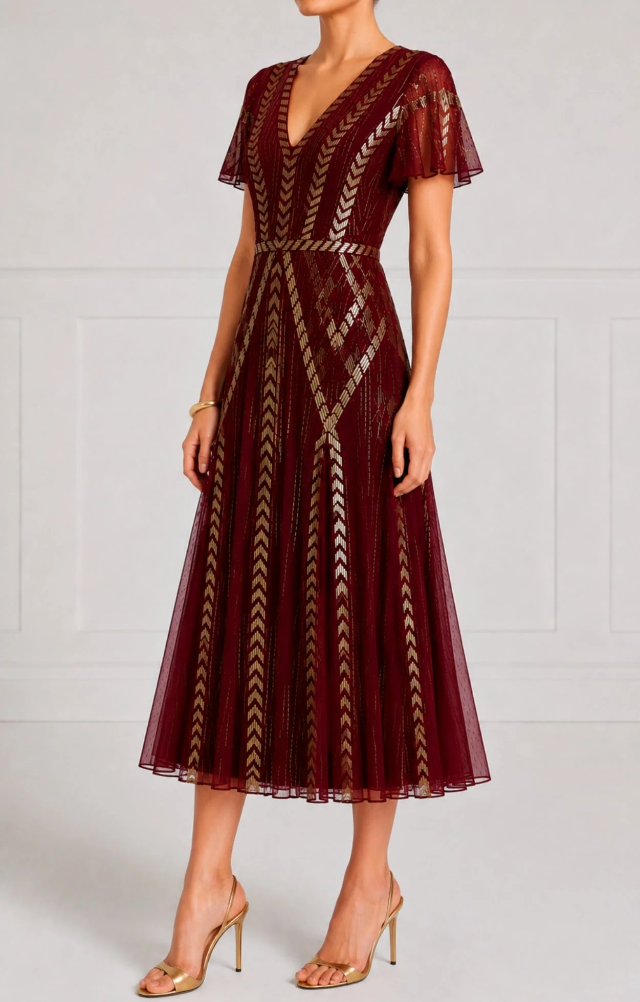 Viola Dress - Claret - Image 3
